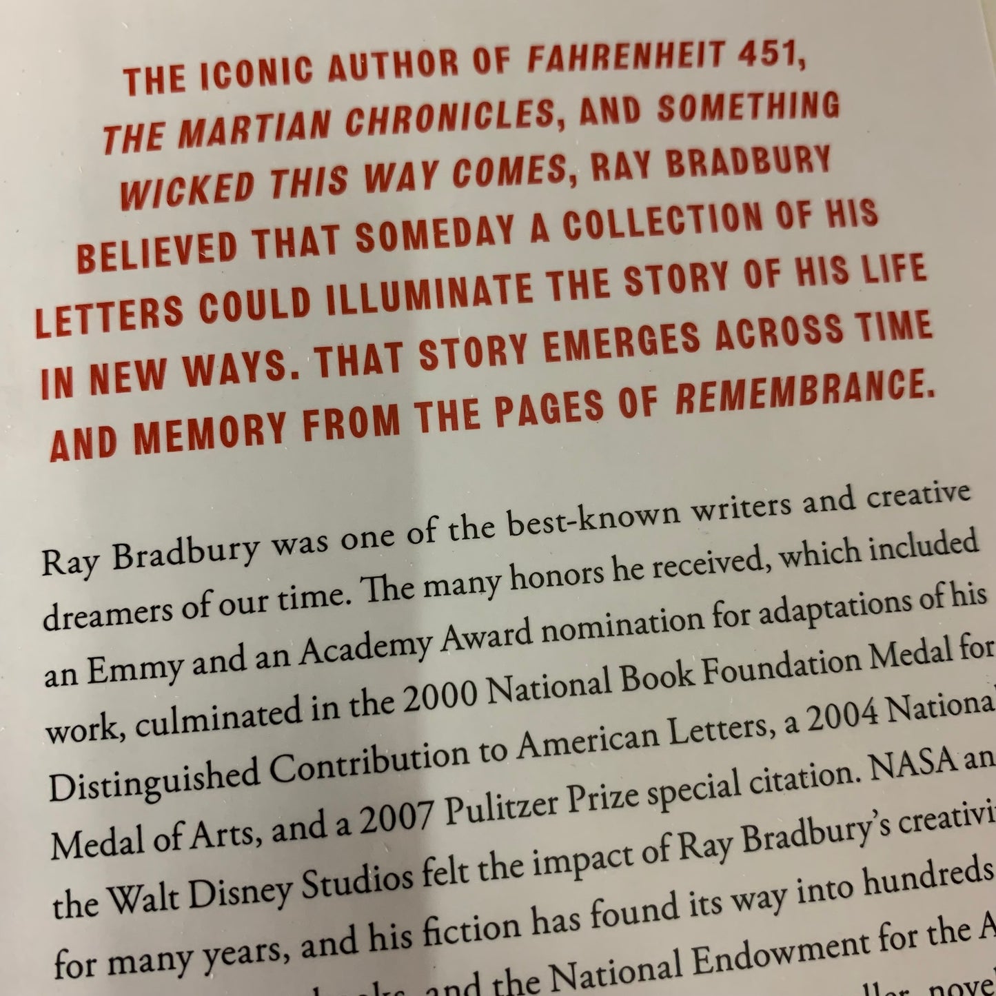 Remembrance — Selected Correspondence of Ray Bradbury