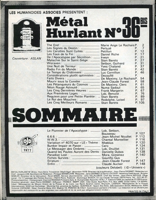 Métal Hurlant — no. 36 bis (1977)