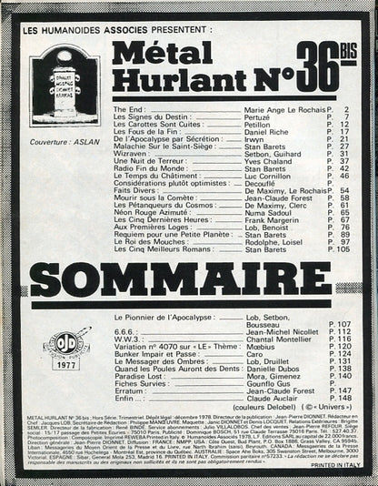 Métal Hurlant — no. 36 bis (1977)